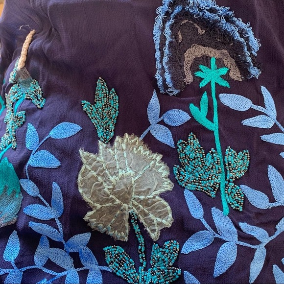 Anthropologie Not So Serious Embroidered Woodvine Swing Dress Size 6 Blue 6410 - Picture 13 of 14